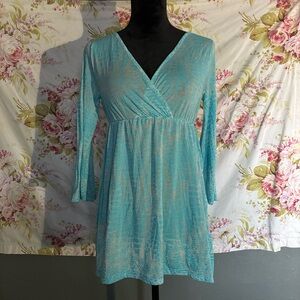 Boston Proper Blue Patterned Garment. Size XS.
